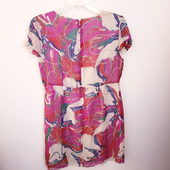 ECI  Beaded and Embroidered Colorful Cocktail Short Sleeve Dress Size 14 EUC - Picture 6 of 10